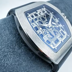 Montre mécanique RM AMG, esthétique mécanique, style course, boîtier en acier inoxydable avec bracelet en caoutchouc noir, montre mécanique pour homme tendance - Product Image 2