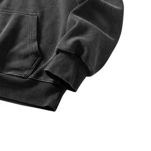 Sweat à capuche oversize pour homme, délavé à l'acide, avec poche kangourou, fermeture à boutons sur le devant, manches longues, style vintage, hiver - Product Image 4