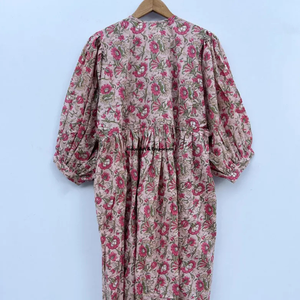 Beautiful floral Cotton Block Printed dress Dress For Casual wear Hand Block Printed Dress - Product Image 3