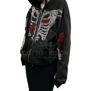2026 Glitter Zipper OEM Custom Rhinestone Hoodie With Logo Sparkly Rhinestone Hoodie For Men Fashion - Product Image 1