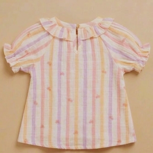 <b>Cot</b> & Candy Organic Muslin Baby <b>Set</b> Fruity Fun Printed Frill Top with Shorts for Summer for Little Ones - Product Image 3