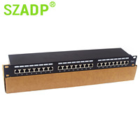 Panel Patch 24/48 Port Cat6 19 1U 2U Manajemen Kabel Ethernet Panel Patch RJ45 Rangka Distribusi Modular untuk Switch Jaringan