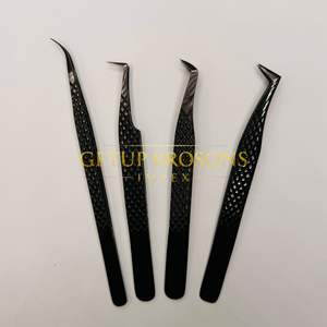 Ensemble de pinces à cils en acier inoxydable de précision pour extensions de cils au plasma noir, outil professionnel pour isolation de volume - Product Image 2