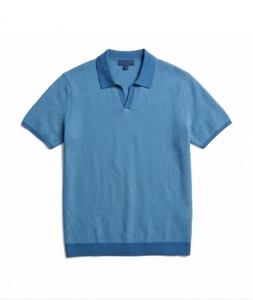 Suéter Polo de Punto 100% Algodón para Hombre, Manga Corta, Cuello Camisero, Botones al Frente, Transpirable, para Verano - Product Image 1