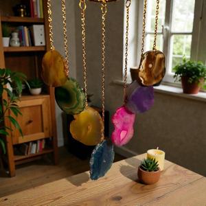 Campana de Viento de Ágata Natural, Cristal Hecho a Mano, Decoración Boho Feng Shui para el Hogar, Adorno para Colgar en la Pared - Product Image 2