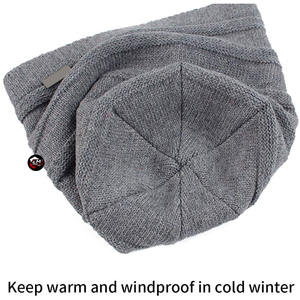 Gorros de punto cálidos para hombre, gorros elásticos tipo calavera, gorros de invierno para exteriores, gorros gruesos y suaves para clima frío, gorros de moda. - Product Image 5
