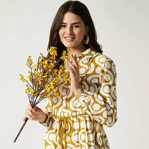 Vestido de diseño de moda 100% algodón con estampado floral, vestidos largos para mujer, fabricante OEM, vestido informal de verano para mujer, precio al por mayor - Product Image 1