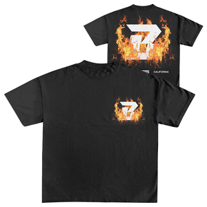 Cotton Black Men's Short Sleeve T-<b>Shirt</b> Custom Name With <b>Flame</b> Logo Print O-Neck Regular Fit Casual Jersey Cotton Tee - Product Image 1
