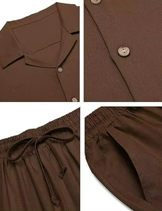 Nouvel ensemble 2 pièces pour hommes africains, tricoté respirant, uni, style décontracté chic, idéal pour les affaires, les loisirs et les soirées, très tendance - Product Image 6