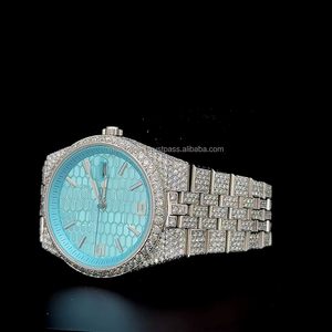 Premium Quality Diamond <b>tester</b> Certified Moissanite white <b>Gold</b> honeycomb sky blue dial watch VVS moissanite Diamond Watch - Product Image 3