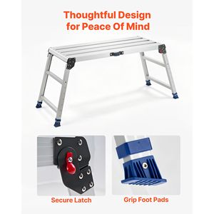 Plateforme de travail pliante robuste, hauteur réglable de 23 à 34,5 pouces, marchepied en aluminium 40 x 18, capacité de 500 lb, antidérapant - Product Image 6