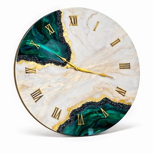 Silent Quartz Epoxy Resin <b>Wall</b> <b>Clock</b> Handmade Modern Round Decorative <b>Wall</b> <b>Clock</b> Luxury Interior Home Decor - Product Image 1