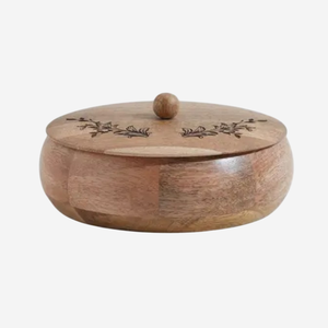 Casserole en bois de manguier artisanale de qualité supérieure, durable et écologique, avec couvercle en bois, extérieur émaillé, compatible four et lave-vaisselle, 20 cm - Product Image 5