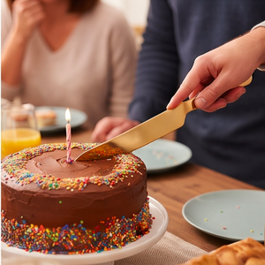 Élégante Spatule à Gâteau en Métal Doré avec Poignée Courbe Unique, Idéale pour Servir des Desserts, Mariages, Réceptions, Traiteur et Utilisation Spéciale - Product Image 4