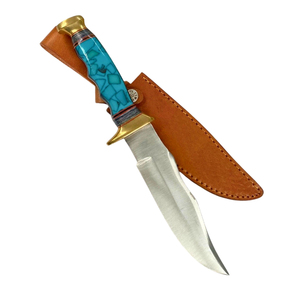Couteau Bowie pour le camping, la randonnée et la chasse en plein air, avec construction en acier inoxydable, poignée confortable et étui. - Product Image 1