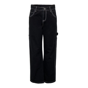 Pantalon cargo taille haute pour femmes grandes tailles, longueur intégrale, couleur unie, décontracté, en coton, coupe ample, jambe droite - Product Image 2