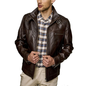 Latest Design High Quality Comfortable <b>Winter</b> <b>Leather</b> <b>Jacket</b> Full Sleeves Solid Pattern Windproof Men's <b>Leather</b> <b>Jacket</b> - Product Image 1