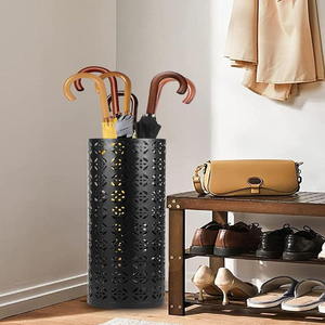 Porte-parapluies en métal ajouré, Porte-parapluies en métal pour entrée, Porte-parapluies rond sur pied pour parapluies et bâtons de marche - Product Image 2