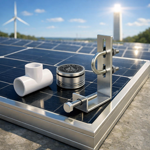 HYDROPLUS INTERNATIONAL Kit de pulvérisation pour nettoyage de panneaux solaires, en acier inoxydable SS304, avec ventilateur réglable, pince de fixation et connecteur en T en PVC - Product Image 1