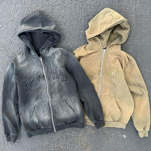 Sudaderas con Capucha y Cremallera Estilo Vintage con Lavado Ácido para Unisex, Sudadera de Algodón con Cremallera, Estampado Personalizado, Sudadera de Alta Calidad para Streetwear - Product Image 1