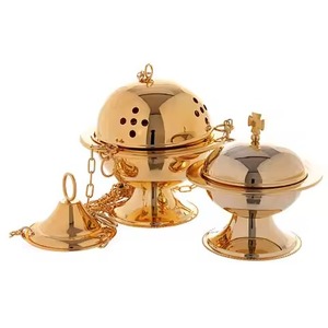 Brass Incense <b>Burner</b> Gold Finish Hand Made Religious Decorative Design With Chain And Lid <b>For</b> Meditation Prayer Room - Product Image 4