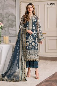 Robe traditionnelle élégante pour femme, Salwar Kameez, en tissu lawn, avec broderie, longueur au sol, réversible, pour mariage, toutes saisons, coupe classique - Product Image 6