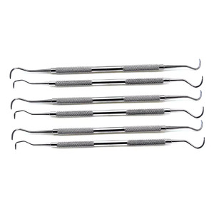 Instruments chirurgicaux dentaires professionnels manuels en acier inoxydable, kit de détartrage, outils buccaux, poignée moletée argentée, Classe I - Product Image 5