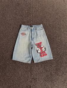 Pantalones Cortos Vaqueros Distressed Vintage Personalizados con Lavado, Transpirables, Estilo Patchwork, Streetwear, Largura hasta la Rodilla, Estampado DTG, Holgados - Product Image 3