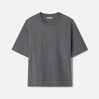 Kaos Pria Custom Print Vintage Washed Grey Oversized Acid Wash 100% Katun Retro Streetwear Distressed Casual Worsted