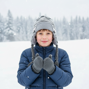 <span class=keywords><strong>Bonnet</strong></span> d'hiver chaud et épais avec cache-oreilles pour enfants, <span class=keywords><strong>bonnet</strong></span> en acrylique tricoté à l'effigie d'animaux, <span class=keywords><strong>bonnet</strong></span> en polaire pour garçons, ensemble <span class=keywords><strong>bonnet</strong></span> et gants - Product Image 1