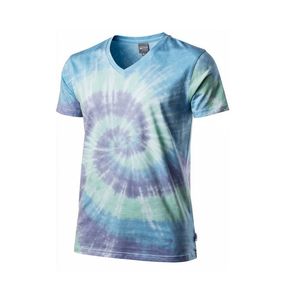 Camiseta de manga corta con cuello en V y efecto tie-dye para hombre, informal, de punto, corte regular, multicolor, ligera. - Product Image 5