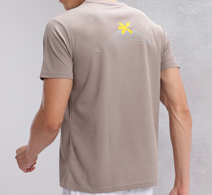 T-shirt sportif à manches courtes pour homme, coupe ajustée, séchage rapide, couleur unie, col rond, tricoté en polyester, pour les activités sportives - Product Image 4