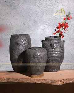 Atlantis Black Glaze Maceta de cerámica moderna para el hogar Plantación Jardín Decoración Mini Paisaje Creaciones Vietnam - Product Image 2