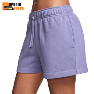 Pantalones Cortos Deportivos Casuales para Mujer, 100% Algodón, Forro Polar Ecológico, Transpirables, Cintura Alta Elástica, 300g, para Entrenamiento - Product Image 2
