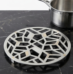 Posavasos Redondo de Acero Inoxidable, Resistente al Calor, con Diseño Geométrico, Moderno - Product Image 1