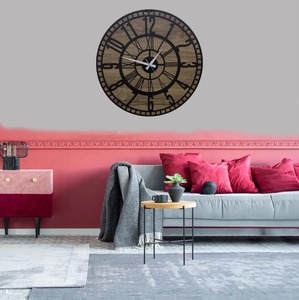 Horloge murale ronde élégante en bois, idéale pour la chambre et l'entrée, pour un usage quotidien et pour offrir en cadeau, fabriquée à la main en Inde - Product Image 2