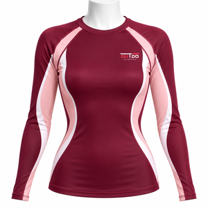 <b>Women</b> <b>Rash</b> <b>Guard</b> Crafted From Soft Stretch Textile Comfortable Athletic Silhouette Long Sleeve Construction Quick Dry - Product Image 1