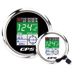 85mm IP67 Étanche Noir Façade Chrome JANTE GPS capteur 12V 24V Bateau TFT GPS Compteur De Vitesse - Product Image 1