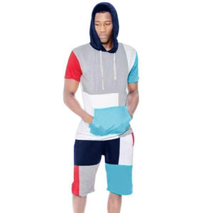 Conjunto de Sudadera sin Mangas y Pantalones Cortos con Bloques de Color Personalizados, de Algodón y Felpa, Unisex, Estilo Urbano, para Verano, OEM, Listo para Marca Privada - Product Image 3