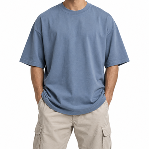 เสื้อยืดโอเวอร์ไซส์ผู้ชายสำหรับสตรีทแวร์ลำลอง ผ้าถักน้ำหนักมาก เป็นมิตรกับสิ่งแวดล้อม ผลิตจากผ้าฝ้ายหนานุ่มสำหรับผู้ชาย - Product Image 2