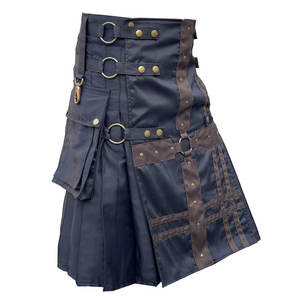 Kilt Escocés para Hombre, Negro y Marrón, de Algodón, con Botones a Presión de Latón, Modelo 2026 - Product Image 4