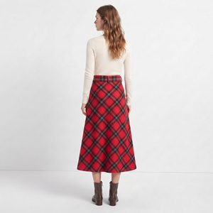 Women's High Waist <b>Wool</b> Plaid Long Skirt Ankle Length With Belt Winter <b>Wool</b> Flannel Long Skirts Ladies - Product Image 2