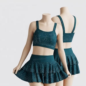 Wholesale Cheer Practice Wear Custom Cheer Tops Skirt Practice Suit Cheerleading Training Wear Set Cheerleading Uniforms - Product Image 4