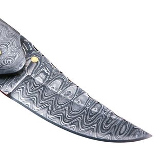 Couteau de chasse à lame fixe en acier à motif damas avec manche en bois naturel, couteau utilitaire de survie pour le camping en plein air, fabriqué à la main - Product Image 4