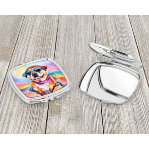 Pug Hippie Dawg espejo de maquillaje de viaje compacto espejo decorativo de bolsillo plegable de mano para mujer regalo para niñas - Product Image 3