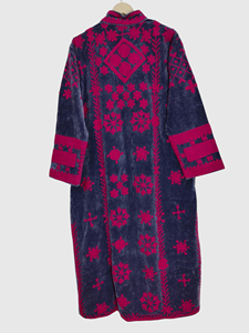 Veste en velours grande taille, manteau géométrique brodé à la main, col châle, veste longue, manches trois-quarts, vêtement d'automne - Product Image 3