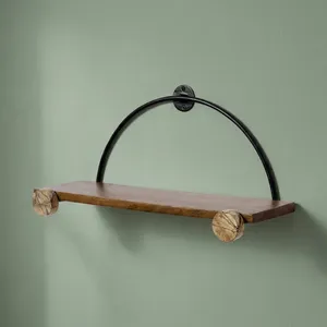 <b>Wall</b> Mounted Metal Wood <b>Shelf</b> Decorative <b>Floating</b> Storage Rack Display <b>Shelf</b> for Home Entryway - Product Image 4