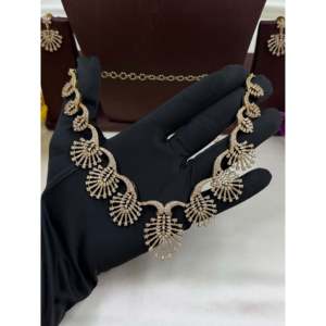 <b>Indian</b> Ethnic Gold Plated Bridal Necklace and Earring <b>Set</b> by Vinita - Product Image 3