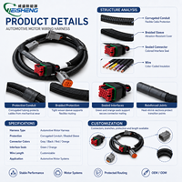 Conjunto de Cables de Arnés de Cableado Automotriz a Prueba de Agua Personalizado para Motor y Sistema de Control ECU