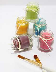 Frascos de vidrio redondos para velas con tapa, resistentes al calor, para decoración del hogar, juego de 6, diseño degradado colorido - Product Image 4